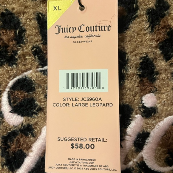 Juicy Couture Leopard Print Fuzzy Lounge Set Long sleeve top & Pants Pajama XL - Picture 10 of 10